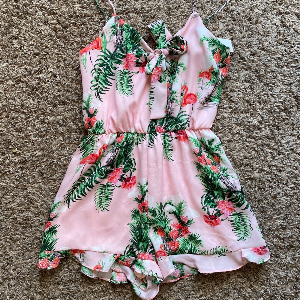 Nana Macs Pink Hawaiian Print Romper